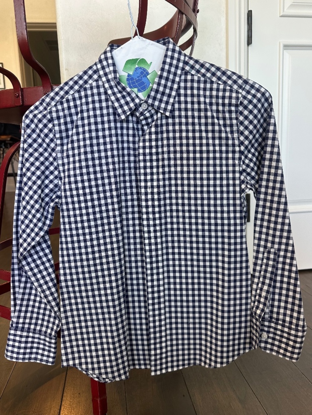 Blue Gingham Button-Down Shirt